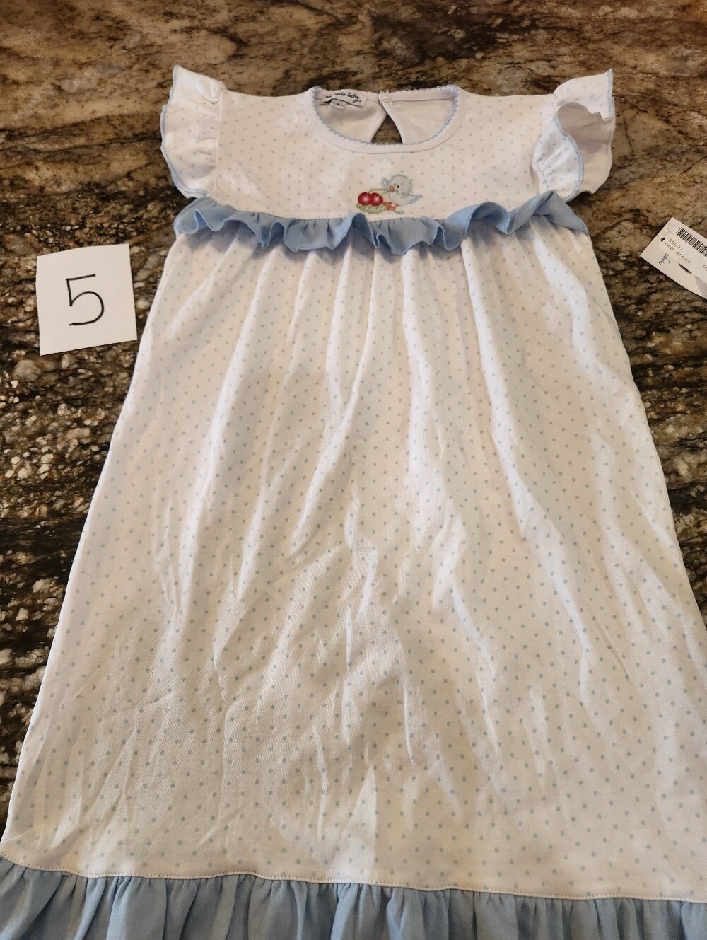 Light Blue Dotted Ruffle Kids Dress
